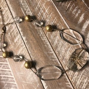 Artisan crystal & gold wire necklace